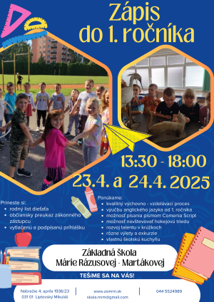 Zápis do 1. ročníka: Dôležité informácie a termíny 1